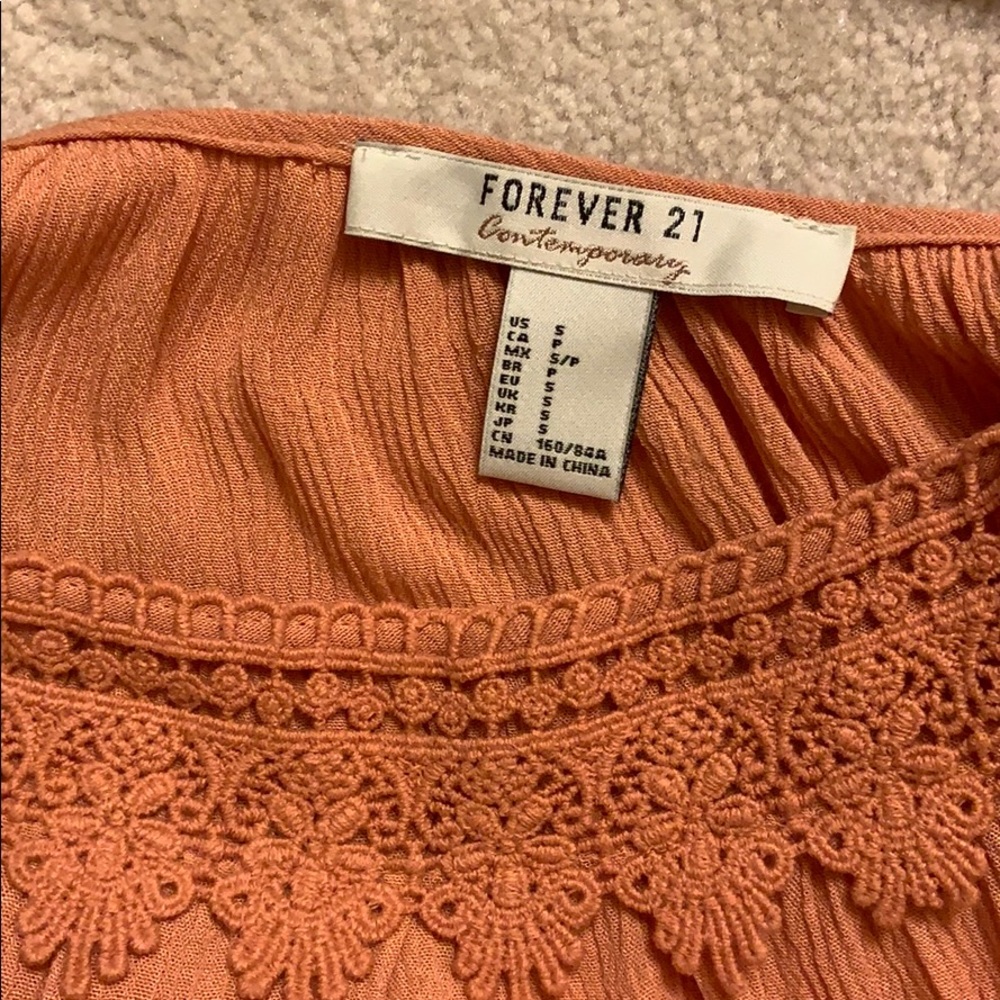 Forever 21 peep shoulder coral dress